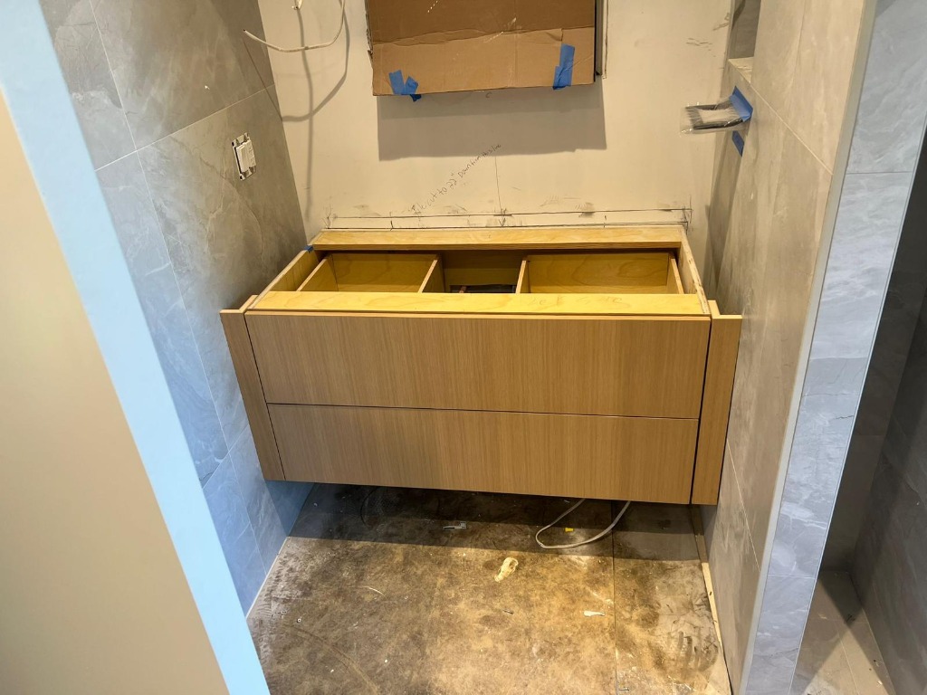 Custom vanity joinery installation